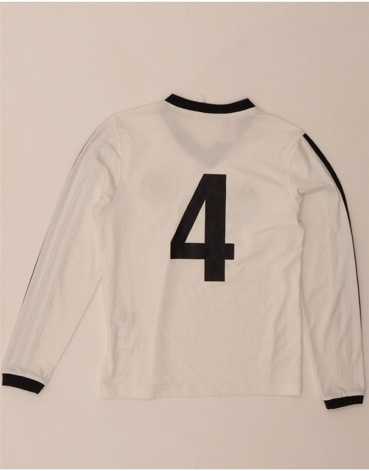 ADIDAS Boys Graphic Top Long Sleeve 11-12 Years Large White Polyester