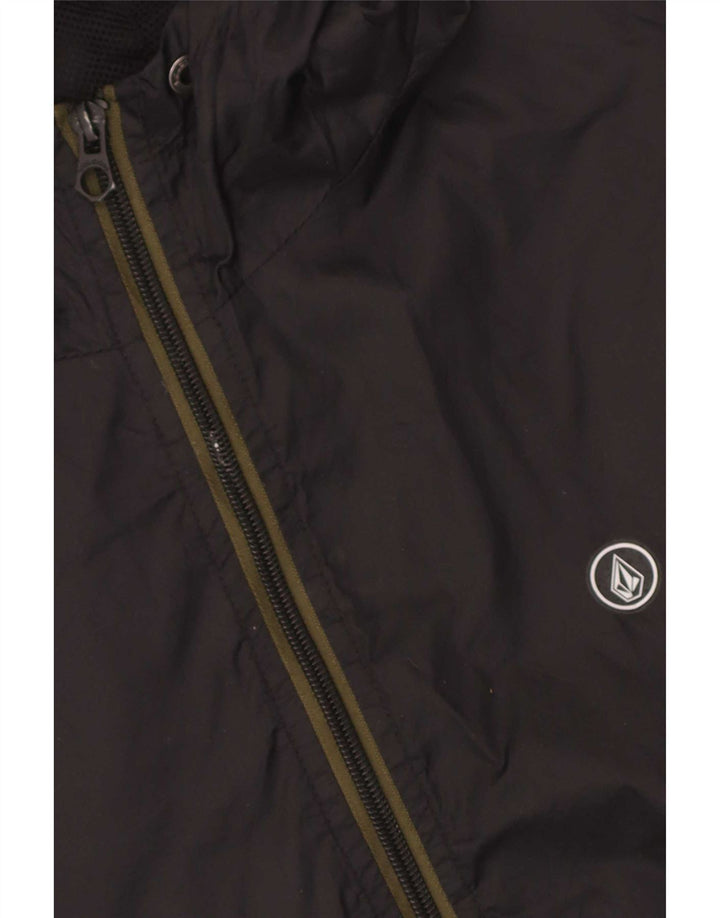 Volcom Regnjakke med hætte til mænd UK 36 Small Black Camouflage Nylon
