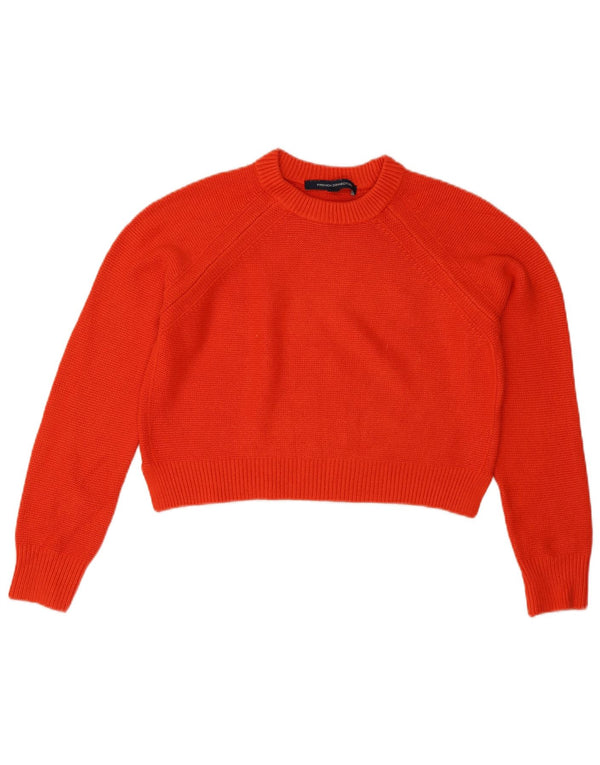 French Connection Dame Crop Crew Neck Jumper Sweater UK 6 XS Orange