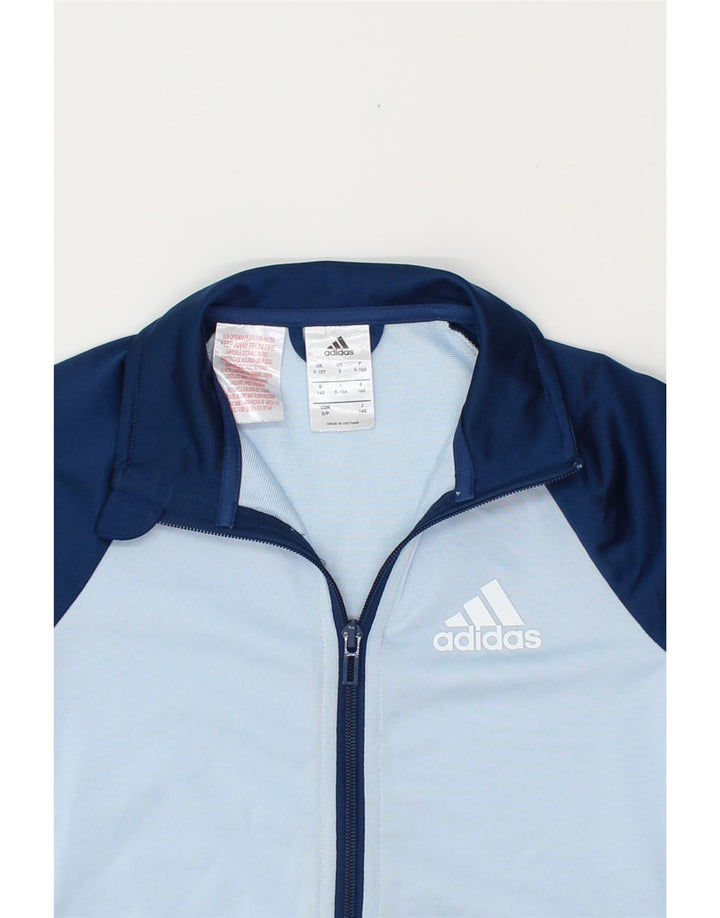 ADIDAS Boys Tracksuit Top Jacket 9-10 Years Blue Colourblock Polyester Vintage Adidas and Second-Hand Adidas from Messina Hembry 