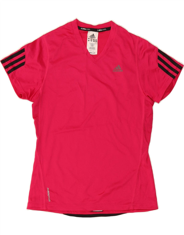 ADIDAS Girls Climacool T-Shirt Top 9-10 Years Pink Polyester Vintage Adidas and Second-Hand Adidas from Messina Hembry 
