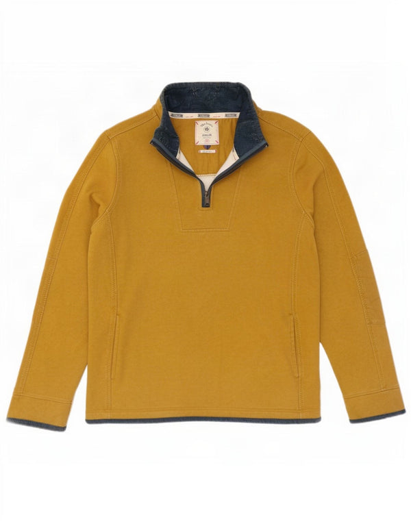 Fat Face Herre The Airlie Zip Neck Sweatshirt Jumper 2XL Gul Bomuld