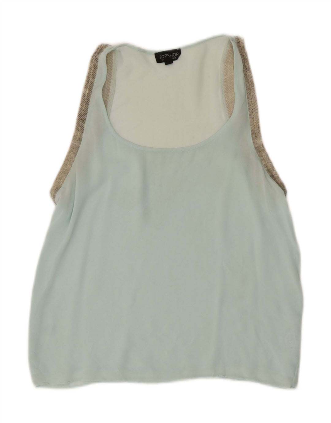 Topshop Dame ærmeløs bluse Top UK 10 Small Blue Polyester