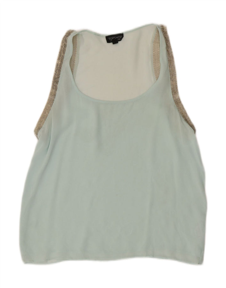 Topshop Dame ærmeløs bluse Top UK 10 Small Blue Polyester