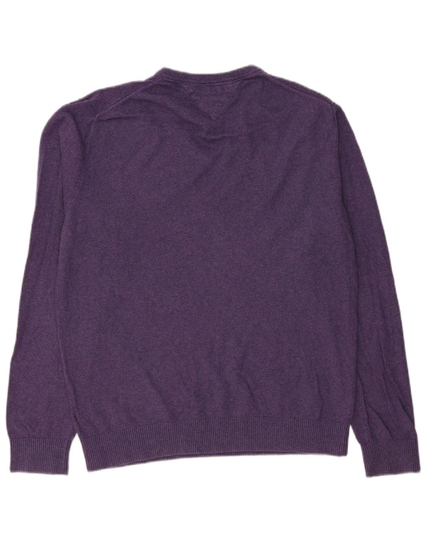 Tommy Hilfiger Herre V-hals sweater XL Lilla bomuld