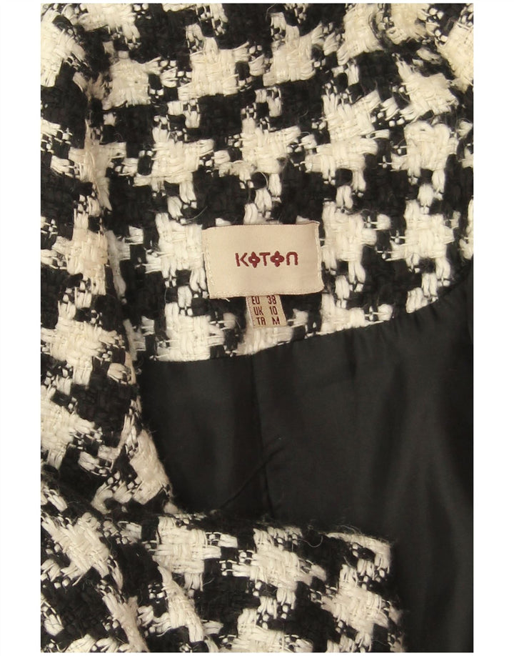 Koton Dame Oversized Overfrakke UK 10 Small Black Houndstooth Uld