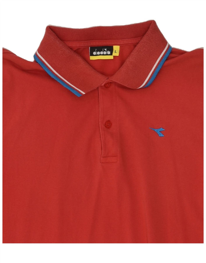 DIADORA Mens Slim Polo Shirt Large Red Cotton | Vintage Diadora | Thrift | Second-Hand Diadora | Used Clothing | Messina Hembry 