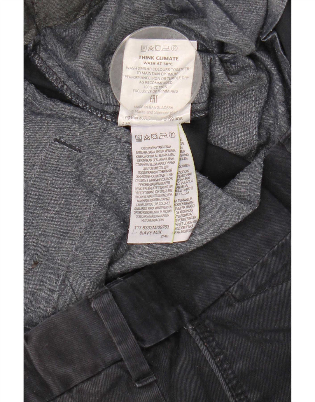 Marks & Spencer Herre Straight Regular Fit Suit Bukser W36 L33 Marineblå