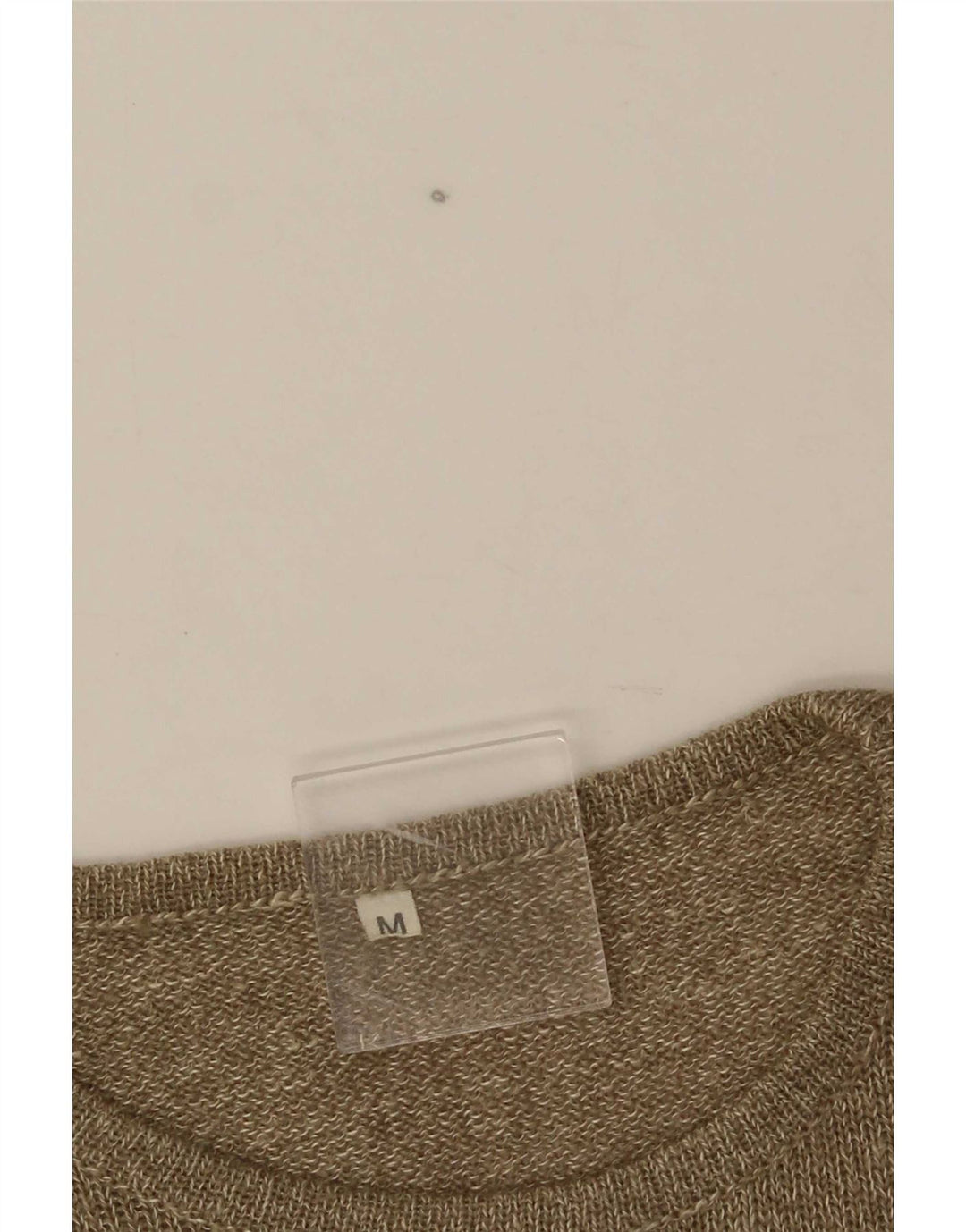 Vintage kvinders grafisk rund hals sweater UK 12 Medium Khaki