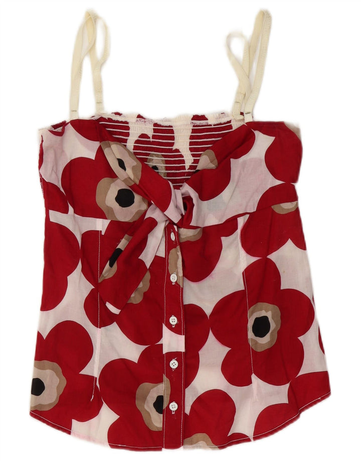 Dolce & Gabbana Dame Crop Cami Top IT 44 Medium Red Floral Bomuld