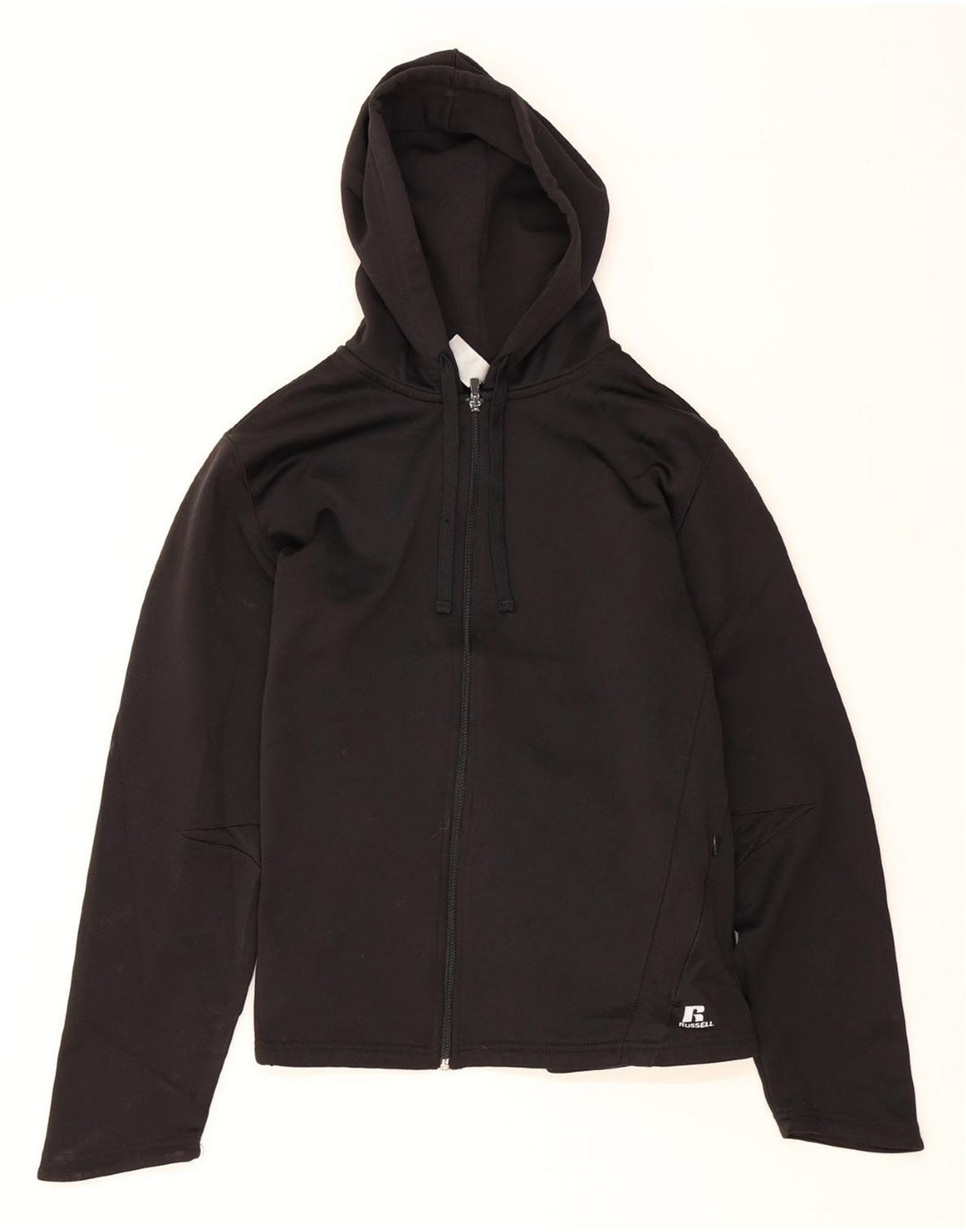 RUSSELL ATHLETIC Womens Zip Hoodie Sweater UK 16 Large Black Polyester Vintage Russell Athletic and Second-Hand Russell Athletic from Messina Hembry 