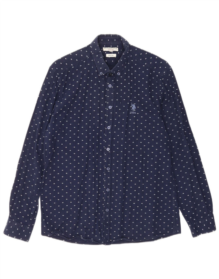 U.S. Polo Assn. Herre Regular Fit skjorte Medium marineblå plettet bomuld