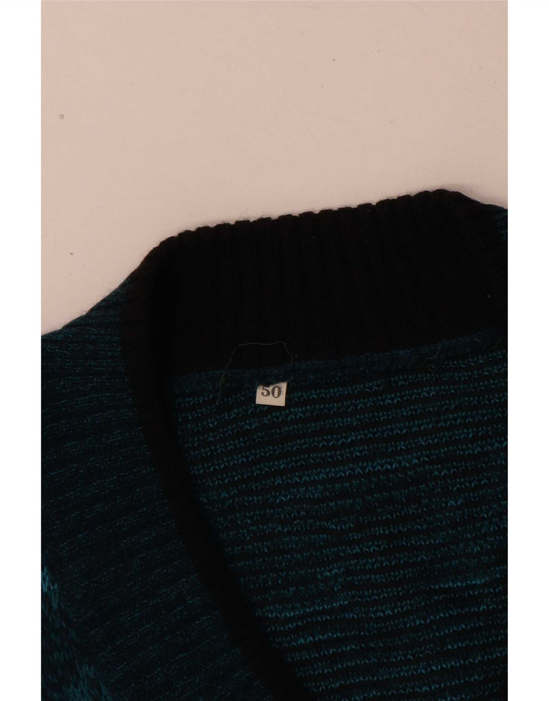 Vintage Herre V-hals sweater IT 50 Medium Blue Fair Isle
