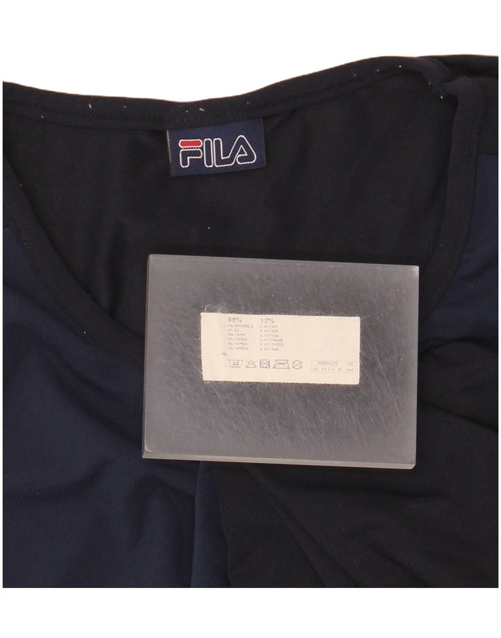 Fila Dame T-Shirt Top UK 12 Medium Navy Blue Polyamid