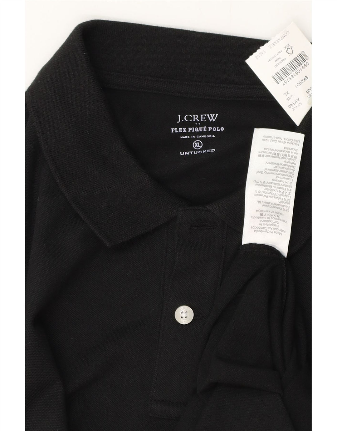 J. CREW Poloshirt til mænd XL Sort bomuld