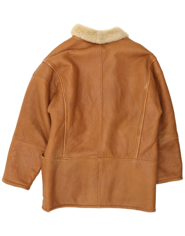 Vinci Herre Shearling Jacket UK 40 Stort brunt læder