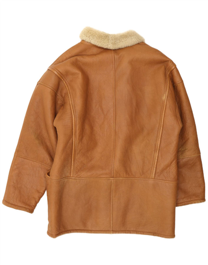 Vinci Herre Shearling Jacket UK 40 Stort brunt læder