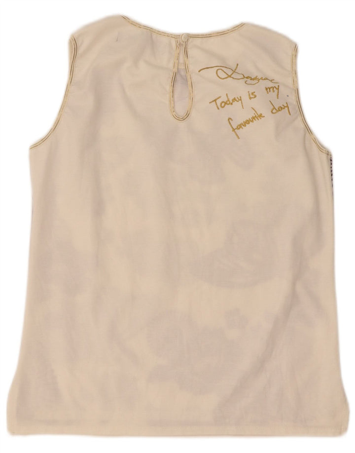 Desigual Womens Grafisk ærmeløs bluse Top UK 12 Medium White Floral