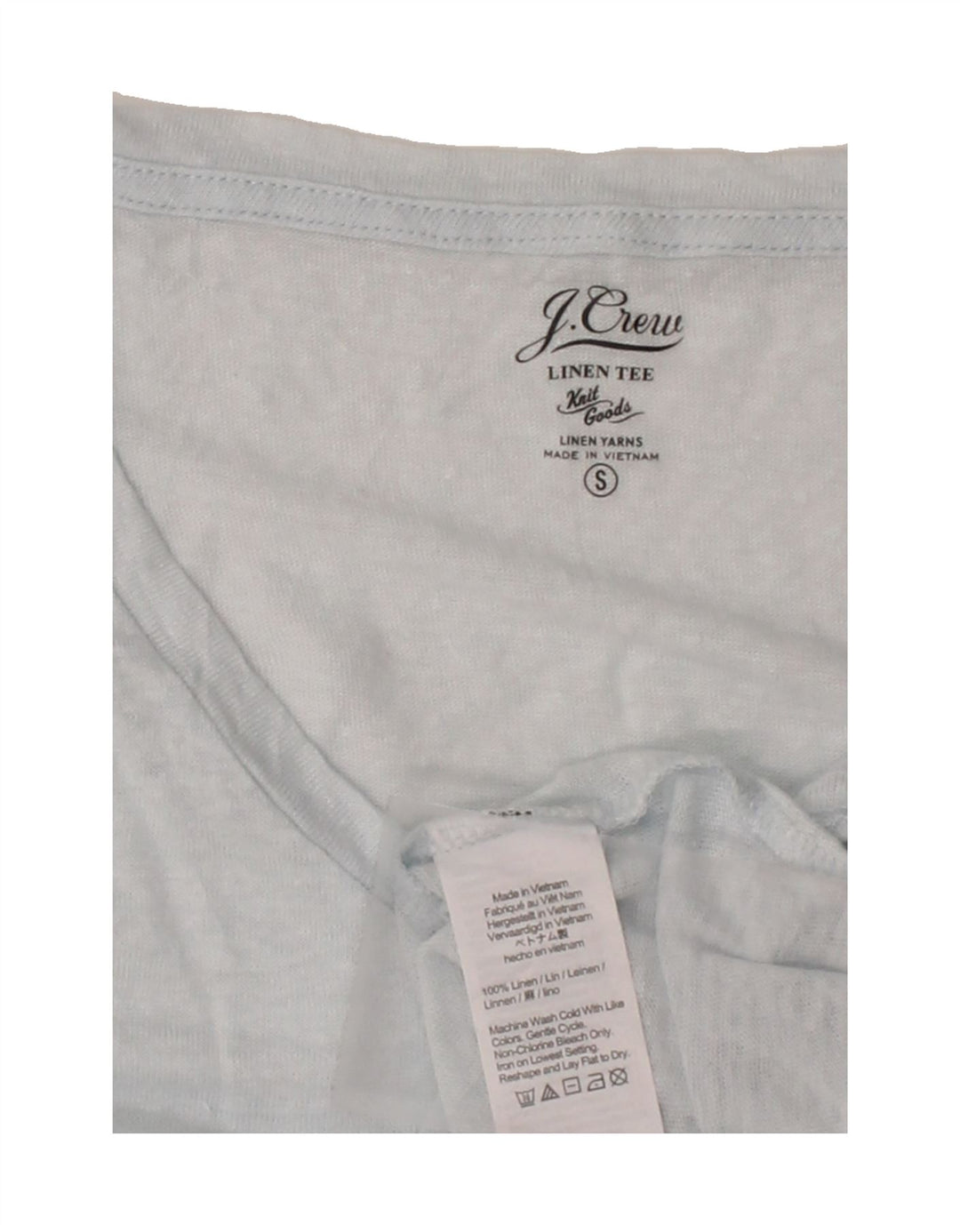 J. CREW Womens T-Shirt Top UK 10 Small Blue Linen Vintage J. Crew and Second-Hand J. Crew from Messina Hembry 