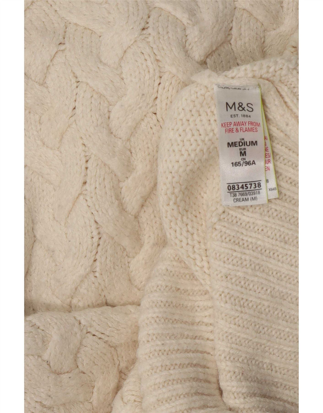Marks & Spencer Dame Turtle Neck Jumper Sweater UK 14 Medium Off White Cl