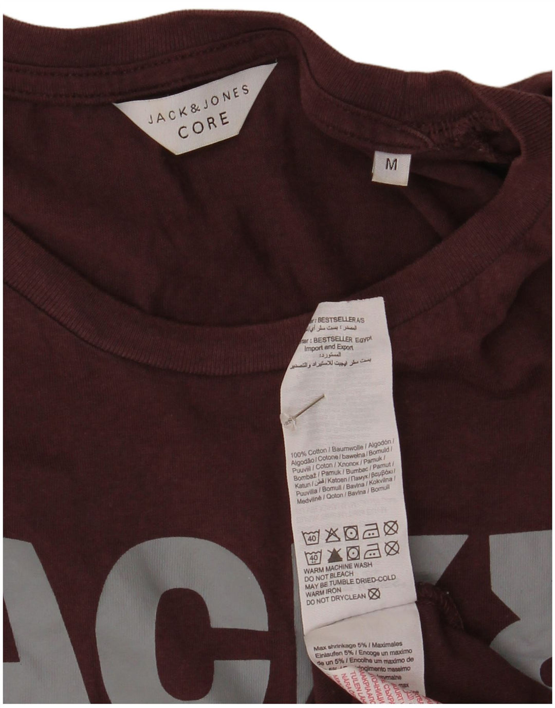 Jack & Jones Herre grafisk T-shirt Top Medium Bourgogne bomuld