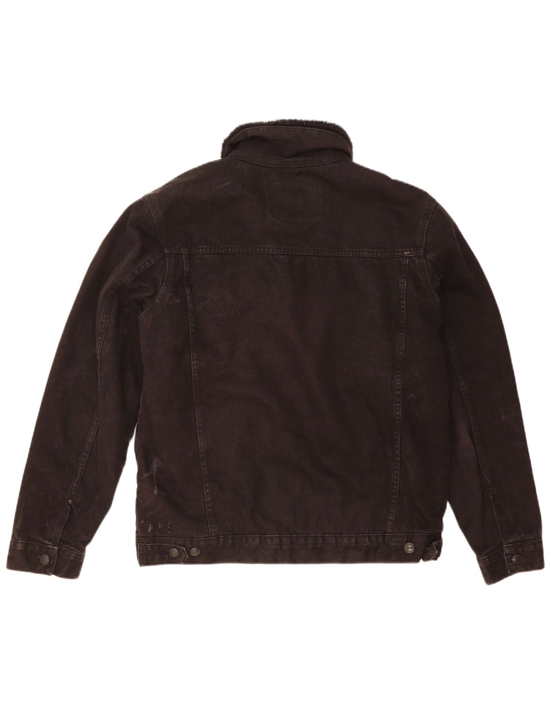 Zara Herre Denim Sherpa Jacket UK 42 XL Sort Polyester