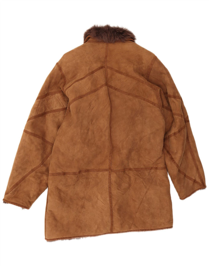 Vintage Dame Oversized Shearling Coat IT 44 Medium Beige