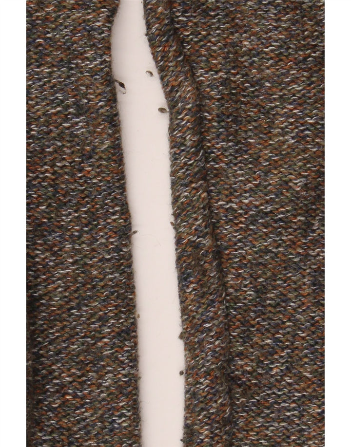 Fat Face Herre Button Neck Jumper Sweater Lille Grøn Flecked Bomuld