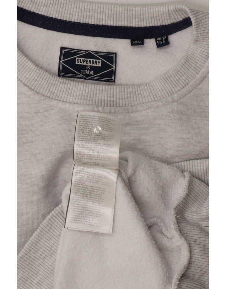 Superdry Dame Sweatshirt Jumper UK 12 Medium Grey Bomuld