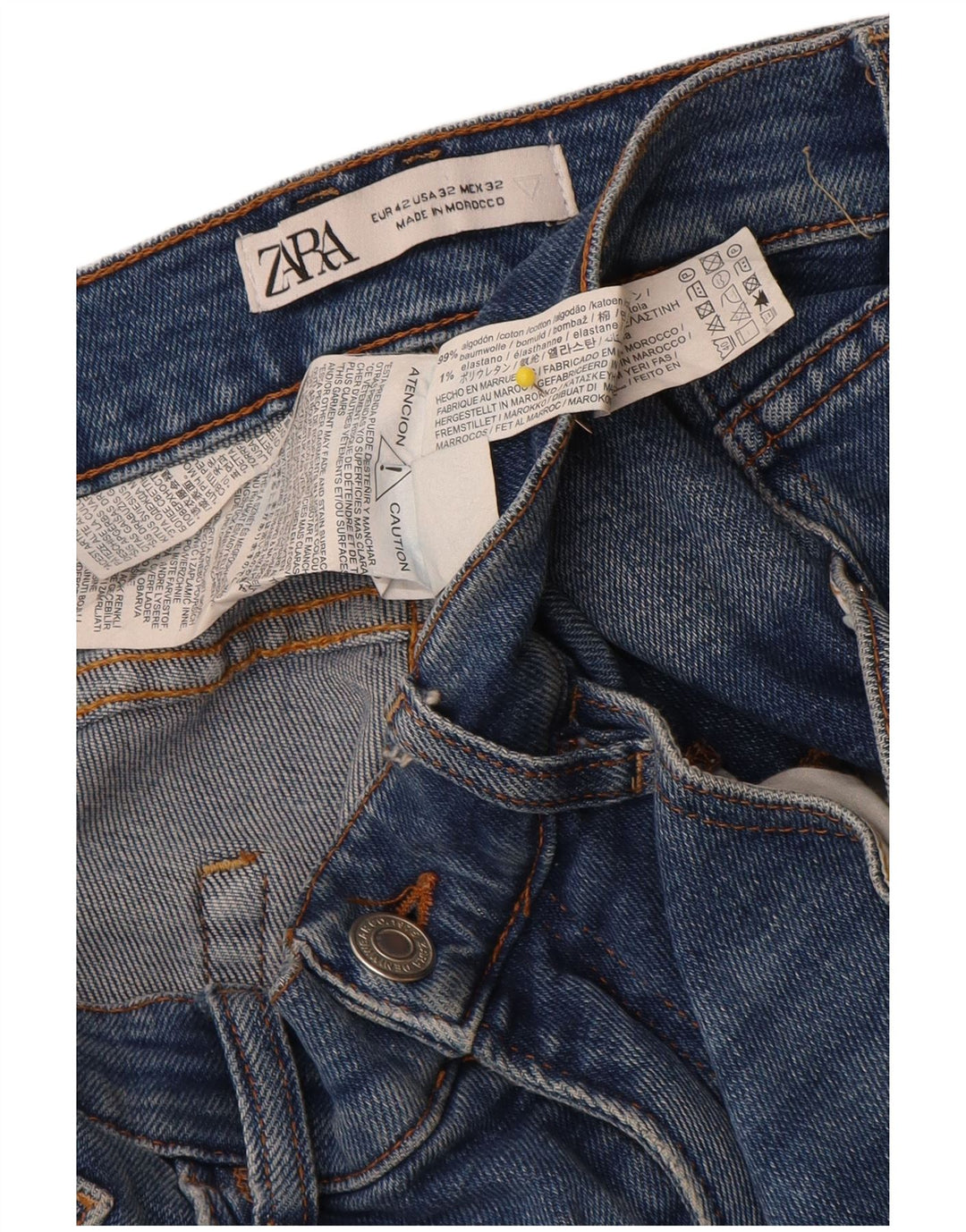 Zara Herre Slim Jeans EU 42 Large W32 L30 Blå Bomuld