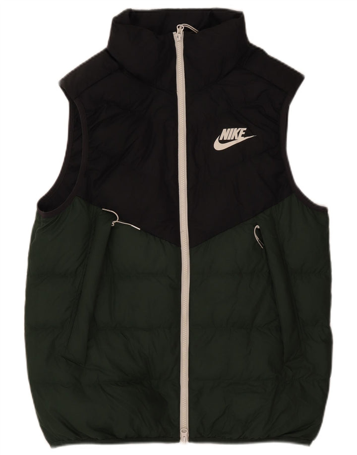 Nike Herre Polstret Gilet UK 38 Medium Green Colourblock Polyester