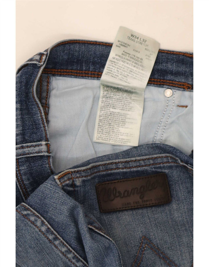 Wrangler Herre Texas Stretch Straight Jeans W34 L32 Blå Bomuld