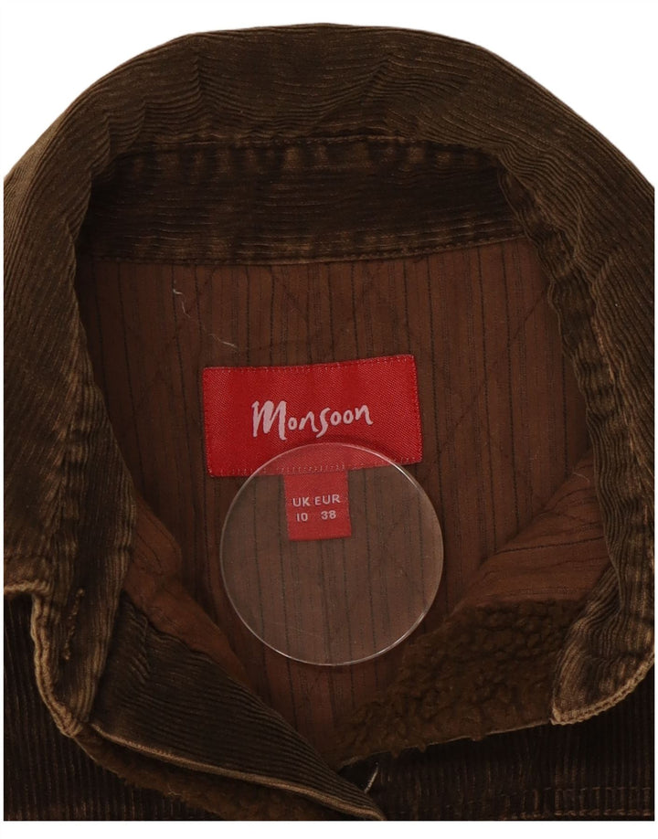 MONSOON Damefløjlsjakke UK 10 Lille brun bomuld