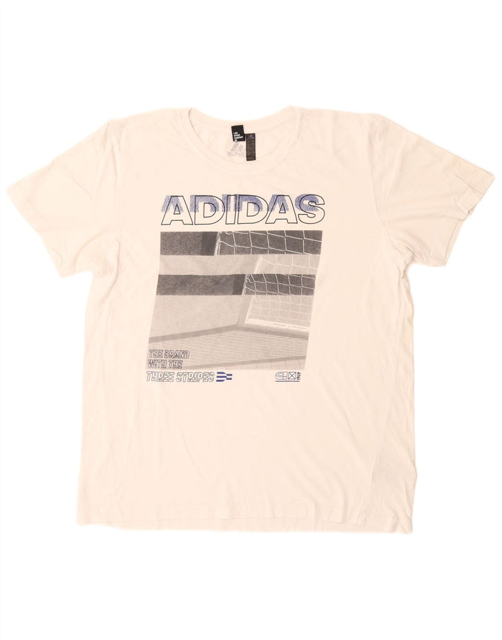 Adidas Grafisk T-shirt top til mænd, stor hvid bomuld