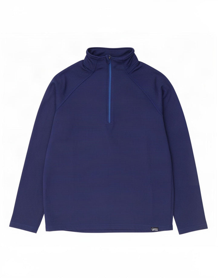 North Ridge Herre Zip Neck Pullover Træningsdragt Top Stor Blå Stribet