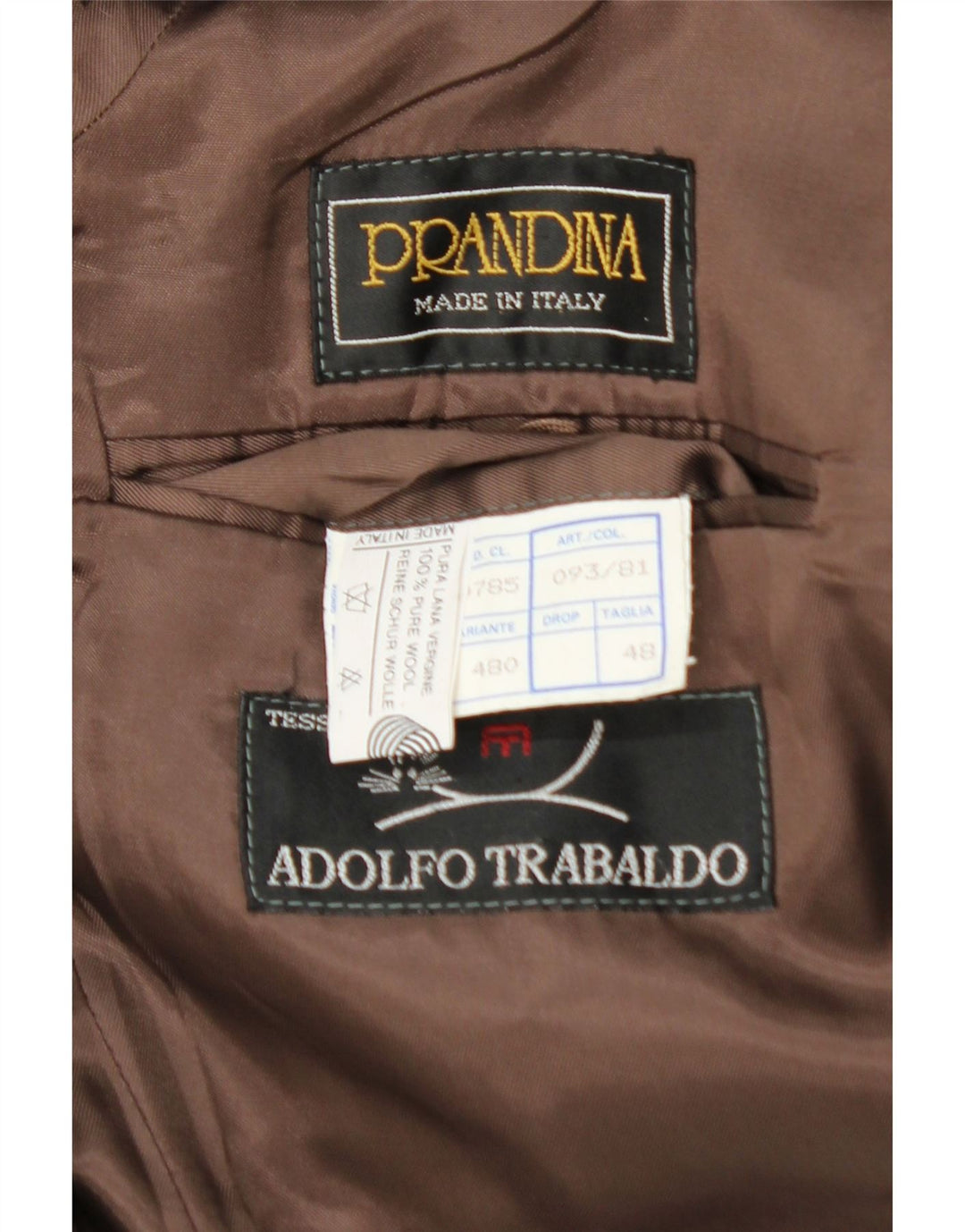 Prandina Trench Coat til mænd IT 48 Medium Brun Ternet Virgin Wool