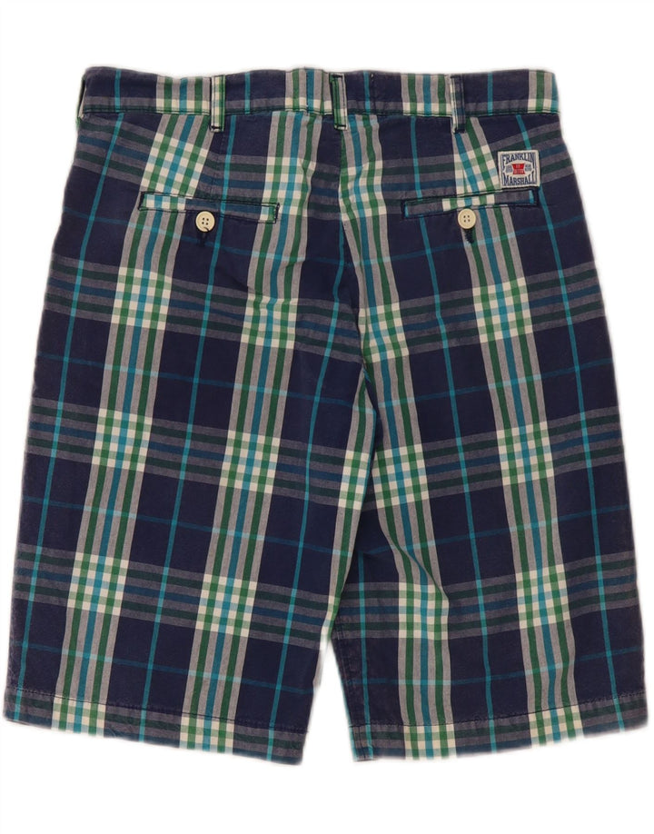 FRANKLIN & MARSHALL Mens Chino Shorts W29 Medium Blue Check Cotton Vintage Franklin & Marshall and Second-Hand Franklin & Marshall from Messina Hembry 