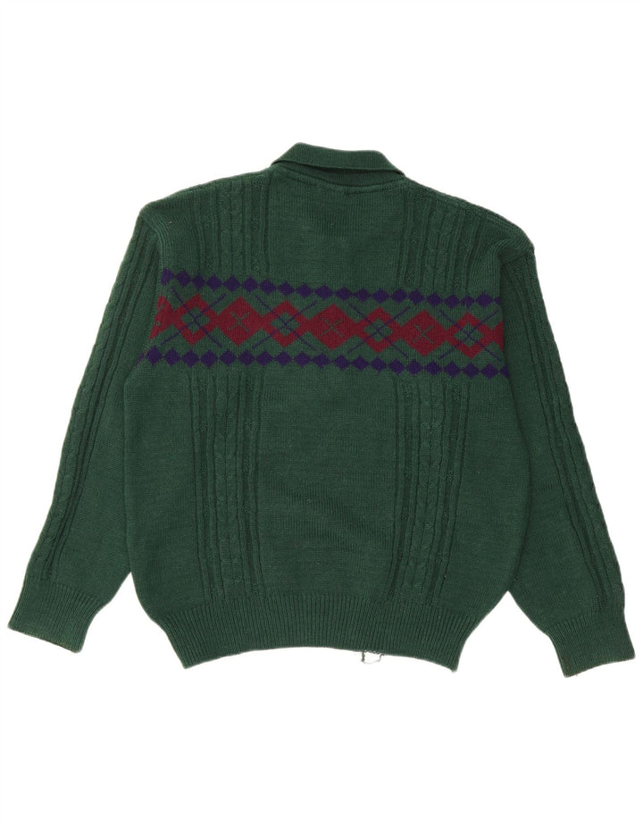 KAPPA Herre polo-hals sweater mellemgrøn geometrisk uld