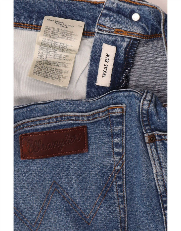 Wrangler Herre Texas Slim Jeans W35 L29 Blå Bomuld