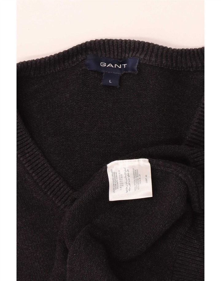 Gant Herre V-hals sweater Stor grå bomuld