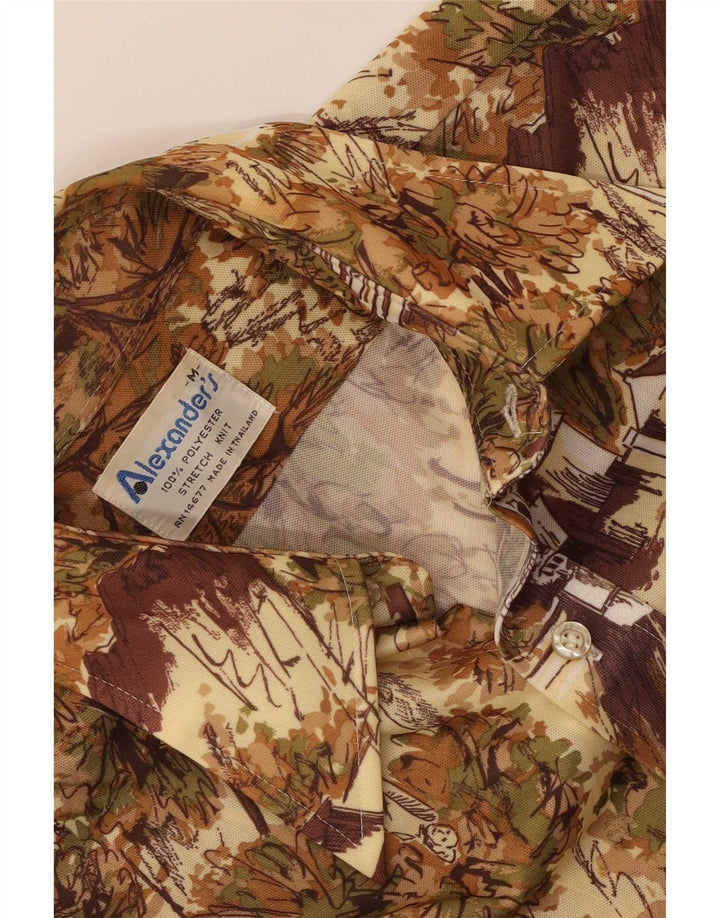 Alexander's Grafisk skjorte til mænd Medium Beige Floral Polyester
