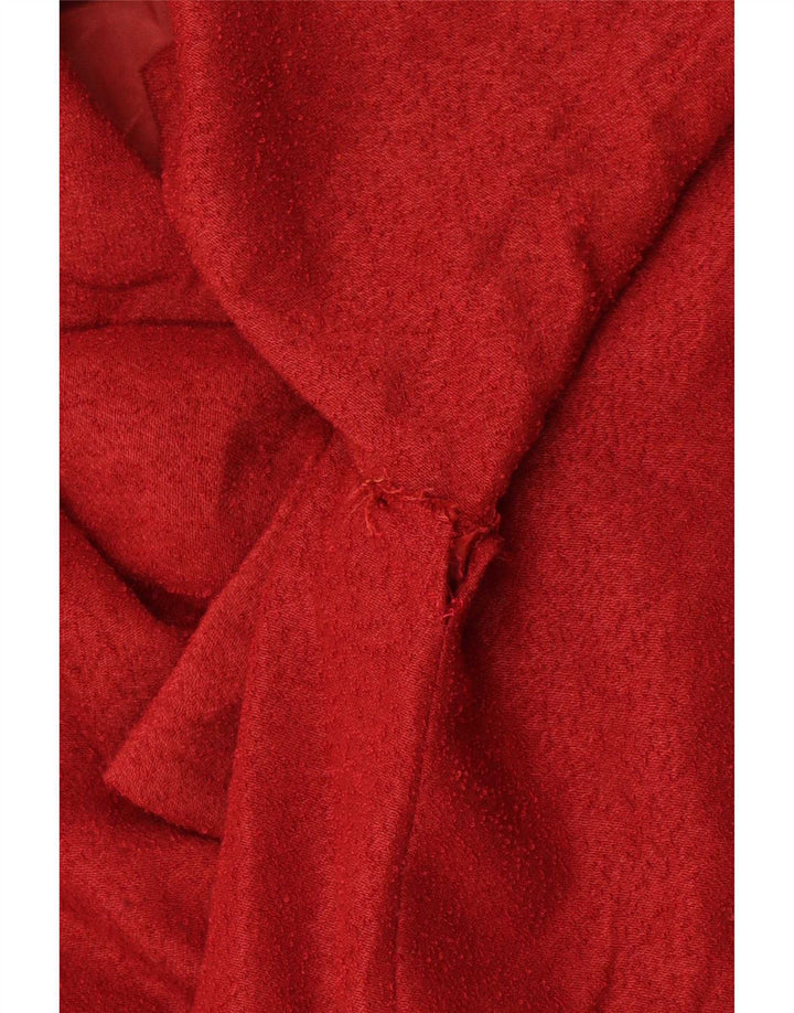 Vintage Dame Langærmet A-Line Kjole UK 12 Medium Rød