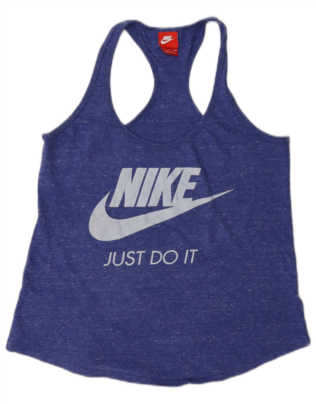 Nike Dame Grafisk Vest Top UK 12 Medium Navy Blue Flecked Bomuld