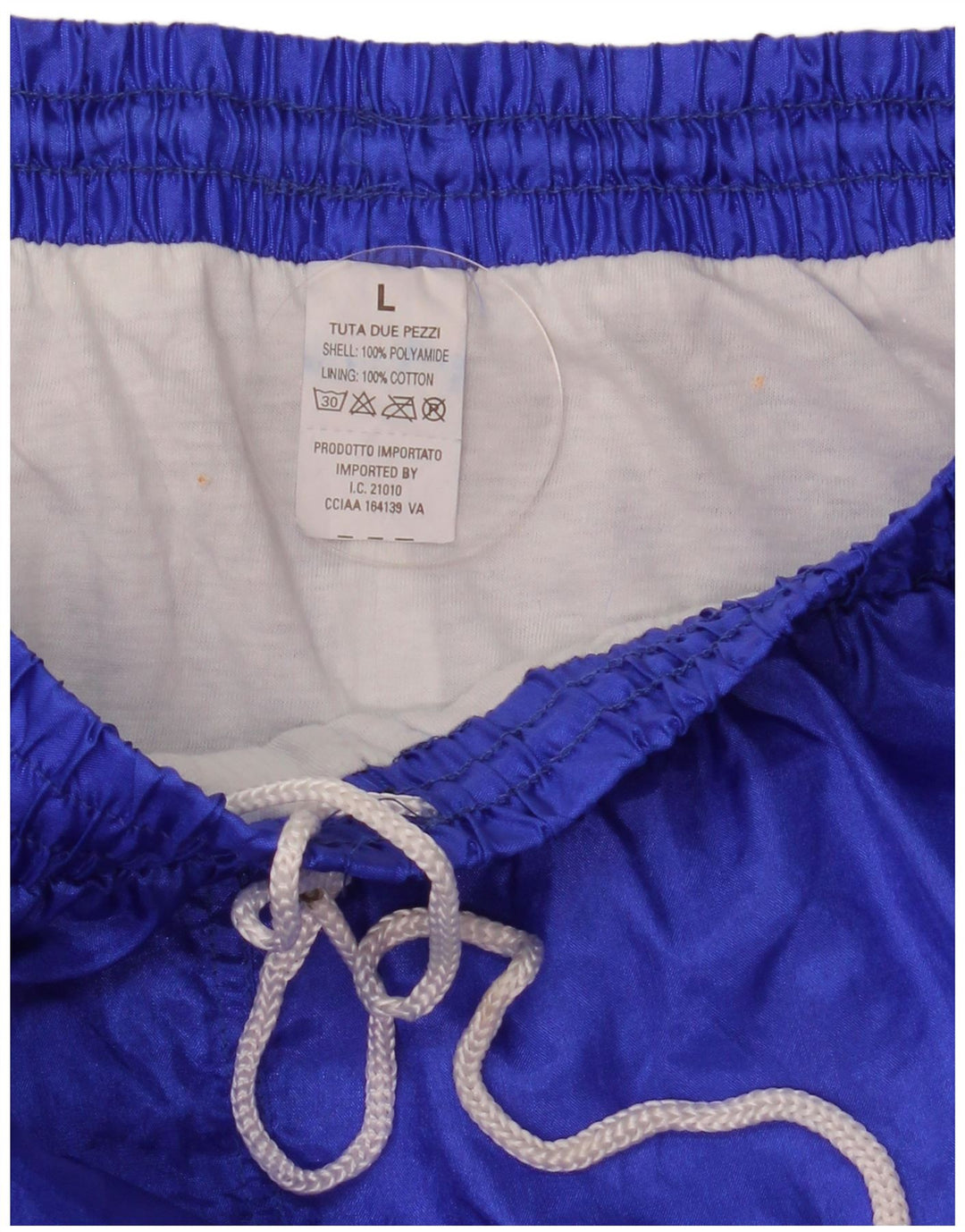 Vintage træningsdragt bukser til mænd Joggers Large Blue Colourblock Polyamid