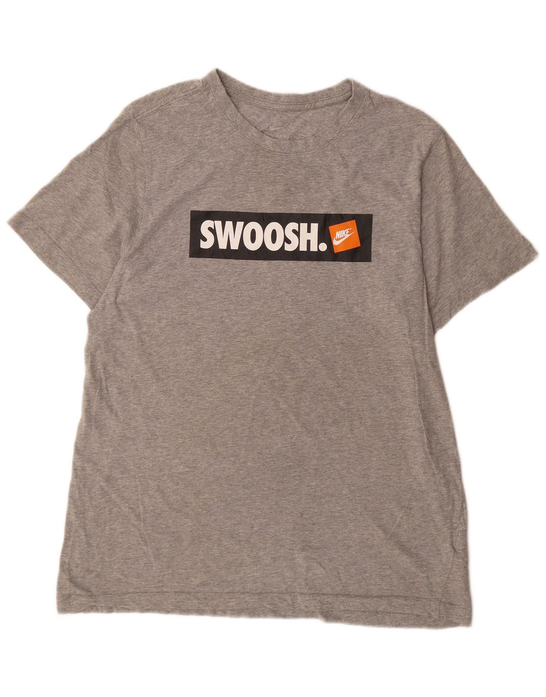 Nike Herre Swoosh Grafisk T-Shirt Top Stor Grå Bomuld