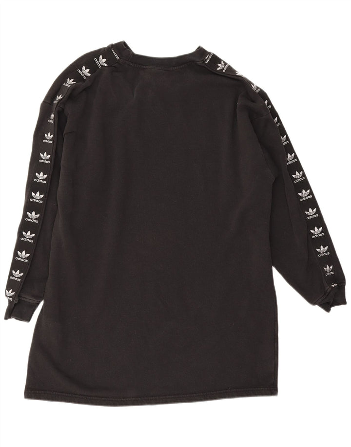 Adidas Dame Longline Graphic Sweatshirt Jumper UK 12 Medium Sort Bomuld