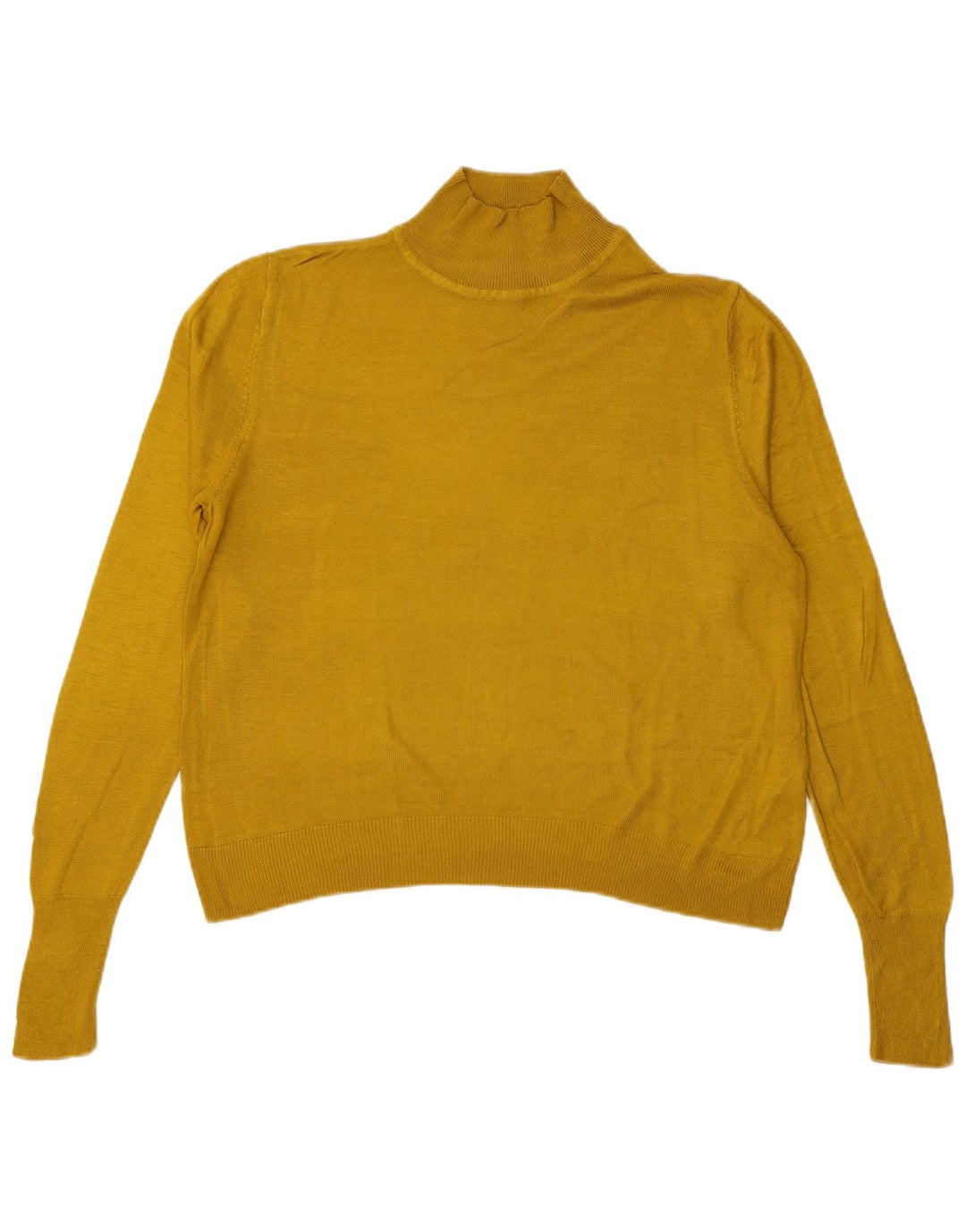 Zara Dame Oversized Turtle Neck Jumper Sweater UK 10 Small Yellow Viscose