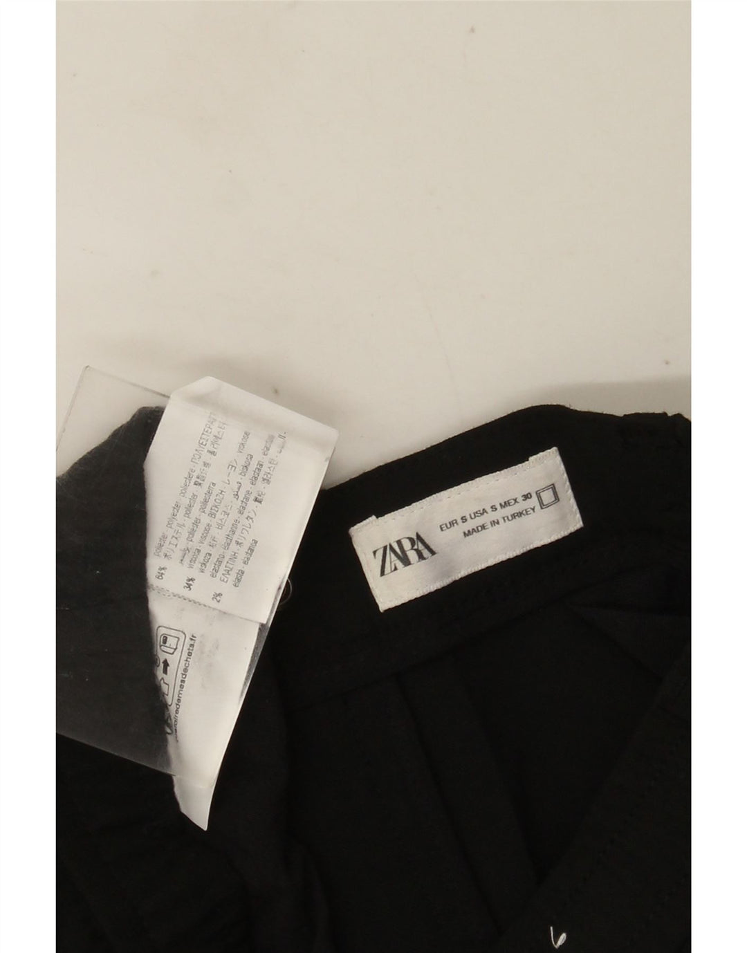 Zara Herre Slim Chino Bukser Small W30 L29 Sort Polyester