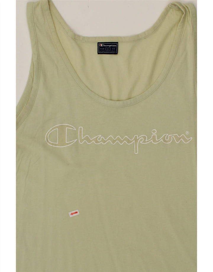 CHAMPION Mens Graphic Vest Top Large Green Cotton Vintage Champion and Second-Hand Champion from Messina Hembry 
