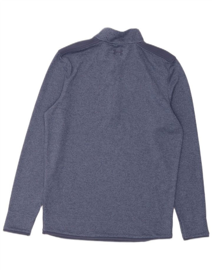 Under Armour Herre Cold Gear Zip Neck Pullover Træningsdragt Top Lille Blå